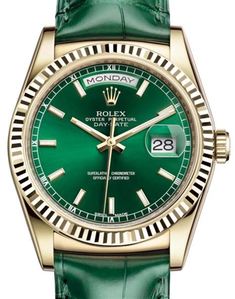 rolex day date 36 green dial leather strap|jomashop rolex day date.